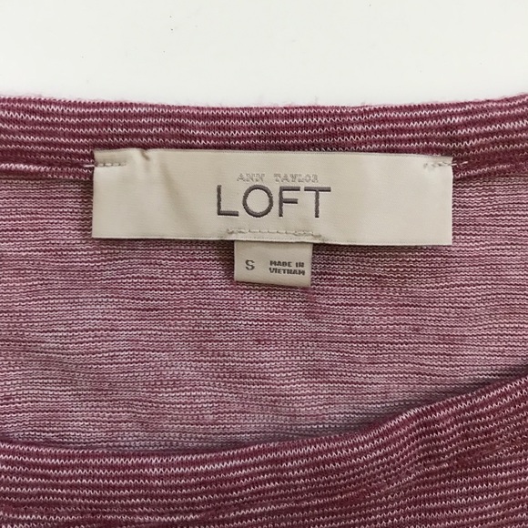 Loft Boatneck Striped Tee Top Pink Maroon - Picture 4 of 4